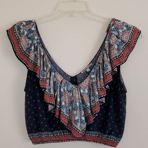 Charlotte Russe Cropped Print Top- S